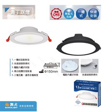 舞光 奧丁崁燈 15CM 18W (白光/黃光/自然光) 6入, 1個, 自然光