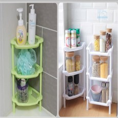 On동네 3단 모서리 선반 욕실코너선반, 사각 - 그린