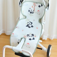 嬰兒車天絲麻涼蓆，熊貓蘑菇圖案, 綠竹熊貓, 1個