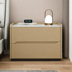 Tixpra 모던 협탁 천연감성 나파 가죽 커버 고급 원목 서랍 무소음 레일 수납장, 1개, 흰색50*40*48