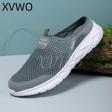 XVWO 남성 메쉬 뮬 운동화 반슬리퍼 통기성 캐주얼 데일리 빅사이즈 가벼운 여름 남자 운동화