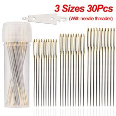 30 개/상자 골드 테일 바느질 바늘 NO.22/24/26 자수 패브릭 크로스 스티치 다닝 바늘 스테인레스 스틸 DIY 공예 도구, 3사이즈 혼합-30개