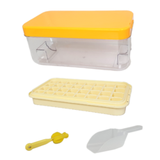 하우심플 눌러 빼는 스택 푸쉬 실리콘 얼음트레이 얼음틀 얼음통 얼음보관통, 옐로우 보관통, 옐로우트레이1단, 옐로우 보관통, 1개