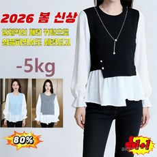 1/1+1 FireQuenn 슬림하고 세련된 페이크디자인 쉬폰 블라우스날씬해 보이다 셔츠 여성투피스 블라우스