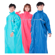 M15 一件式雨衣 前開設計 反射條設計, 湖水綠