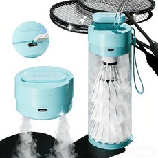 HLOMOM 容量3球 TYPE-C充電 水箱容量10ml 電池容量150mAh ABS/PC材質, 1個, 青色-羽球蒸球器+球桶