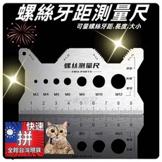 不鏽鋼雙面螺絲尺 測量卡尺 長度直徑螺距牙距螺紋規格 DIY五金材料螺絲專用, 1個