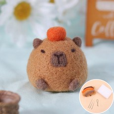1PC 물고기 찌그러진 DIY 않은 펠트 재료 귀여운 동물 양모 키트 장식 세트 완성되지 회색 수제 초보자 데스크탑 카피바라, 1개