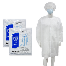 방문자가운 일회용 위생가운 위생복 실험가운 실험복 백색, 흰색, 1개