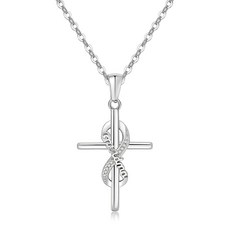 DS 여성용 신앙 십자가 목걸이 - 18K 금 도금 스테인리스 스틸 기독교 성경 구절 펜던트 | 엄마 자매 및 친구를 위한 종교 주얼리 선물 (어머니의 날 생일)-화이트 골