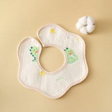 ins風韓版寶寶口水巾嬰兒a類純棉紗布幼兒圍兜可旋轉防水花瓣圍嘴