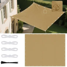 완벽방수 직선 가장자리 그늘 (그로밋 포함) 정원 스크린 Pergola 커버 캐노피 야외 파티오 텐트, 04 Sand