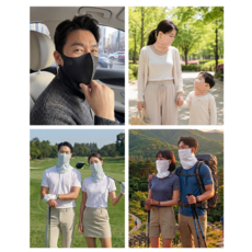 여름 냉감 uv 얼굴 햇빛가리개 러닝 파크 골프 자외선차단마스크, 1개, 블랙
