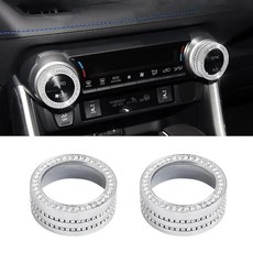 2피스 블링 AC 온도 조절 손잡이 커버 크리스탈 라인스톤 에어컨 손잡이 트림 토요타 하이랜더 2020 2021 2022 2023과 호환 인테리어 블링 자동차 액세서리, 2피스 블링 AC 온도 조절 손잡이 커버 크리스탈 라인