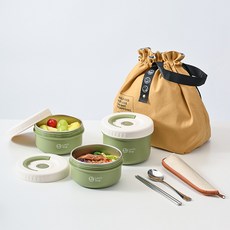 돌아라 304 스텐 도시락통 전자레인지 분리형 도시락, 1세트, 그린