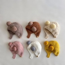 유아동 아동 파스텔 폼폼 니트 모자 유아겨울모자