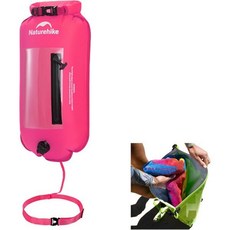 네이처하이크 수영 부이 18/25리터 대용량 양쪽 독립 에어 챔버 방수 PX6 PX8 스마트폰 케이스 조작 가능 4층 소재 내마모성 내찢김 고부력 2층 밸브 이중 보호 편 보드, 핑크, 18L