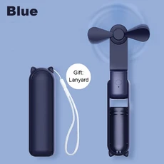 휴대용 선풍기 슈퍼 미니 핸드 헬드 USB 충전식 접이식 소형 포켓 2000mAh 보조배터리 3 기어, 03 Blue