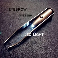 1pc 휴대용 스테인레스 스틸 스마트 디자인 눈썹 머리 LED 라이트 메이크업 도구로 핀셋 제거, 은