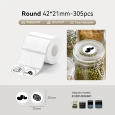 3 롤 NI B21 B3S B1 B31 열 라벨 의류 자체 접착 태그 방수 스마트 오 포켓 프린터, RoundWT42x21-3roll