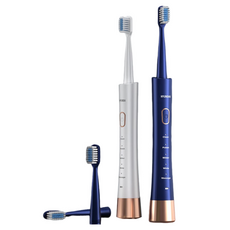 hyundai 초음파 전동 칫솔 2개입 + 칫솔모 2개입 세트, 1세트, 블루+화이트, xm-806