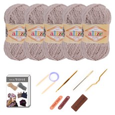 마마니트 벨루토실 5볼 목도리 DIY 세트, 1세트, 베이지