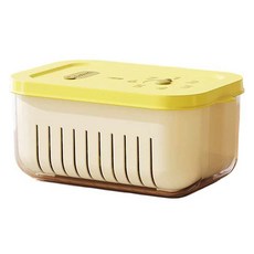 엠토이 더블 레이어 타이머 밀폐용기 옐로 1400ml, 1개, 1개