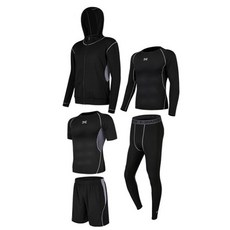 [Codi Coach]男款連帽拉鍊運動健身瑜珈短袖運動服 5件組