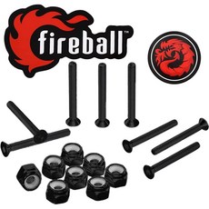 파이어볼 드래곤 스케이트보드 하드웨어 키트 블랙 롱보드 크루저용 장착 나사 너트 세트 수명을 위해 설계된 초강력 스테인리스 트럭 볼트, Flat Allen, 1.5", 1개
