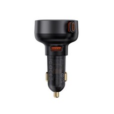 베이스어스 릴타입 차량용 고속 충전기 60W U포트 + C타입 릴케이블, C00057802111-00, 블랙