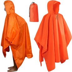 高雄現貨 附發票 三合一背包雨衣 多功能雨衣 遮陽天幕 地墊 野餐墊 三用雨衣 登山雨衣 露營 雨衣 防水帳棚 野外生存, 1個, (橘色)三合一背包雨衣
