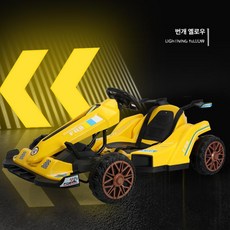 고카트 전기 루지 4륜 1인용 레이싱 드리프트 버기, 듀얼 구동, 1개, 레몬옐로우 10시간 리모컨 확장형