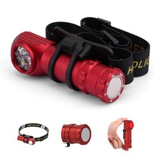 Spriak 2 in 1 Detachable Flashlight & Headband LED Rechargeable Headlamp for Adults - Hard Hat Li, 1 Pack, Red