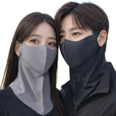 에누온드 1+1 UV 자외선 차단 스포츠 쿨 마스크 얼굴 햇빛 가리개, 1세트, 블랙+그레이