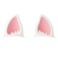 찬움컴퍼니 오토바이 헬멧 꾸미기용 부착형 귀 장식, 여우, 화이트+핑크 2개