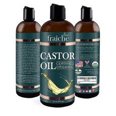 Live Fraiche USDA USDA 유기농 냉압착 피마자유 캐스톨 오일 473ml, 1개