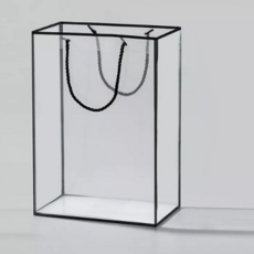 꽃다발 쇼핑백 창문형 투명 종이쇼핑백, A타입(블랙1개)