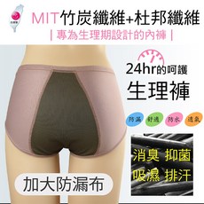 MIKA Shop 蘿芙妮竹炭纖維防水透氣生理褲 加大防水布 台製女用內褲 生理期必備, 膚色,L