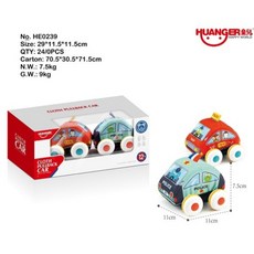 現貨〔寶寶玩具A1A 布製卡通迴力車2入組，可拆洗嬰幼兒布車，交通造型迴力玩具車, 1個, 警車+計程車（彩盒）