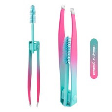 핀셋2in 1 눈썹 족집게 및 브러시 전문 미세 머리카락 풀러 메이크업 도구 선택된 강철 뷰티 클립 제거, 06 Blue-pink, 1개