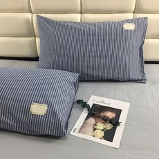 사소한진심 사계절 순면 호텔 자루형 베개커버 2장 259647, 네이비 스트라이프
