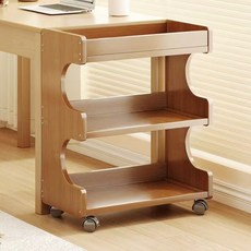 Deokol 독창성 이동식 책장 수납 선반, 3층, 호두색