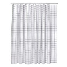 네이처안 욕실 샤워커튼 화이트 체크 180 x 220 cm, 1개, 화이트계열