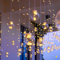 太陽能許願燈 許願球LED燈 窗簾燈造型燈 圓球燈 瀑布燈 冰條燈 聖誕裝飾燈 LED裝飾燈 聖誕燈造景燈, 1個, 暖白（USB+太陽能，遙控兩用 ）, 暖白