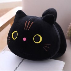 알파카 인형 25cm 귀여운 플러시 고양이 베개 쿠션 Kawaii 박제 동물 장난감 소녀 생일 선물, [01] 25cm, [03] black open eyes, 1개