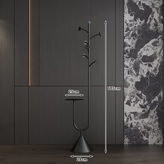 코너 스탠드 행거 침실 옷걸이 바닥형 공간 절약 의류 수납 랙, 안정적 블랙 + 수납 트레이