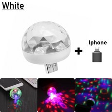 미러볼 미니 오로라 휴대용 LED US 110vB 디스코 DJStage 자동차 조명 가족 파티 공 다채로운 라이트 바 클럽 무대 효과 램프 휴대 전화, White Iphone
