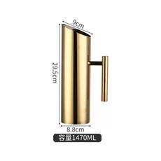 냉수 주전자 용기 물병 끓는 뚜껑이 커피 스틸, T. 일자형 손잡이 1500ml 골드