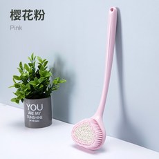 長柄搓背浴刷 成人沐浴搓泥洗澡刷, 櫻花粉, 1個
