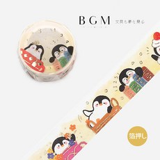 莫莫日貨 2022三月新品 BGM企鵝村系列燙金金箔和紙膠帶 - 可愛手帳裝飾必備, 1個